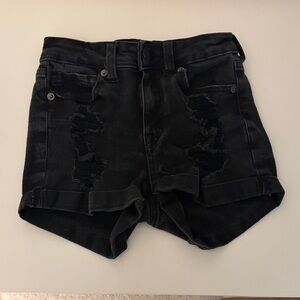 Aeropostale Black Distressed Jean Shorts